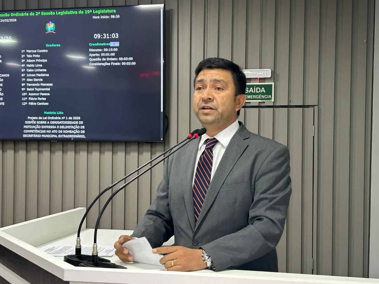 Educação, água e saúde: prioridades do vereador Telo Pinto em discurso na Câmara