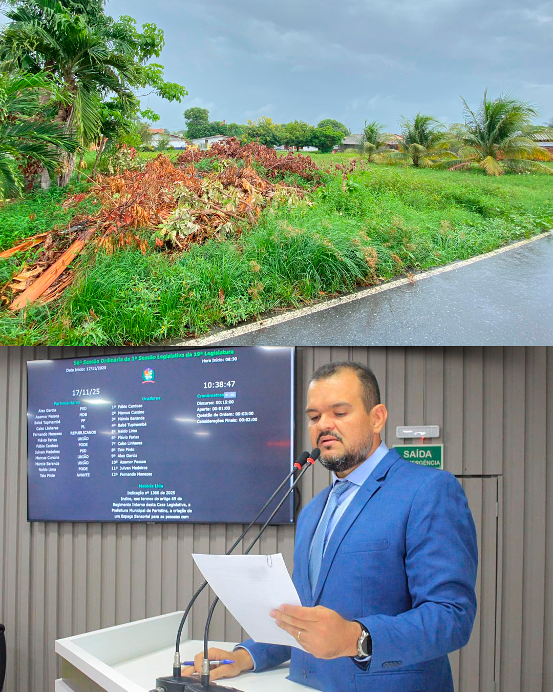 Vereador Azamor Pessoa solicita limpeza e aproveitamento da área verde no Conjunto da Sham