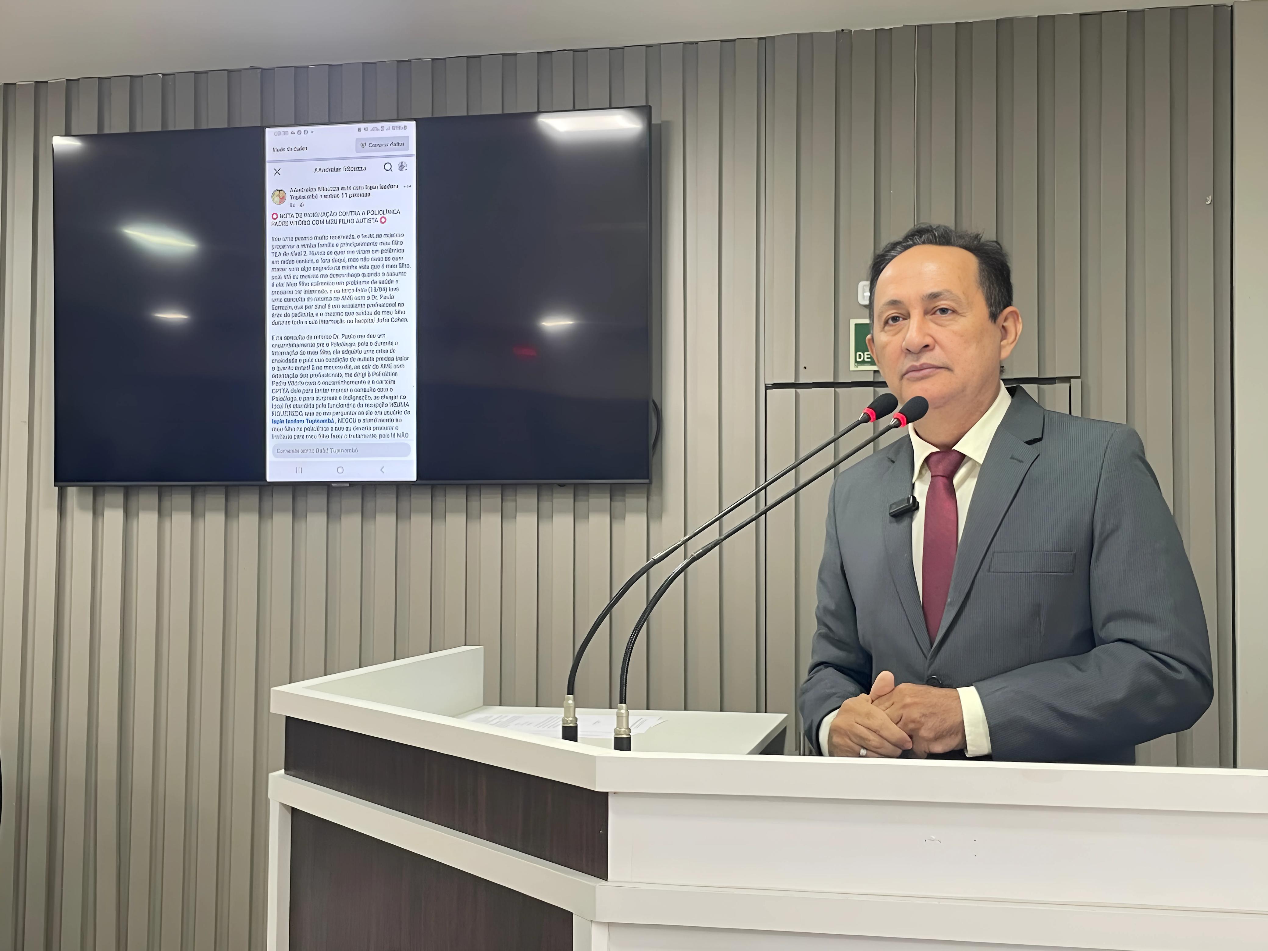 Vereador Babá Tupinambá repudia exclusão de autistas na Policlínica Pe. Vittorio e cobra providências da Secretaria de Saúde