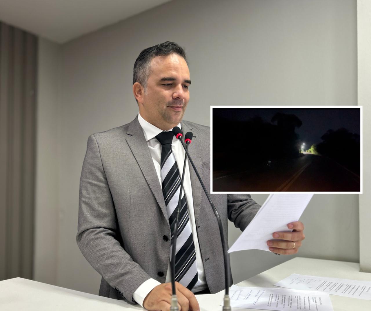 Vereador Marcus Cursino solicita manutenção das luminárias na estrada Odovaldo Novo