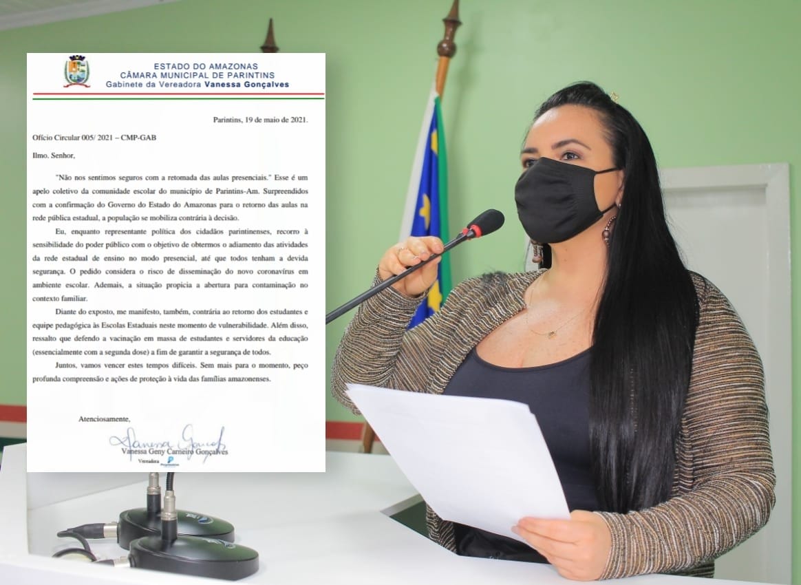 Vereadora Vanessa é contra o retorno das aulas presenciais em Parintins